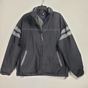 Tommy Hilfiger 2in1 Windbreaker Jacket with Liner Mens Size M Black Gray Zip Up